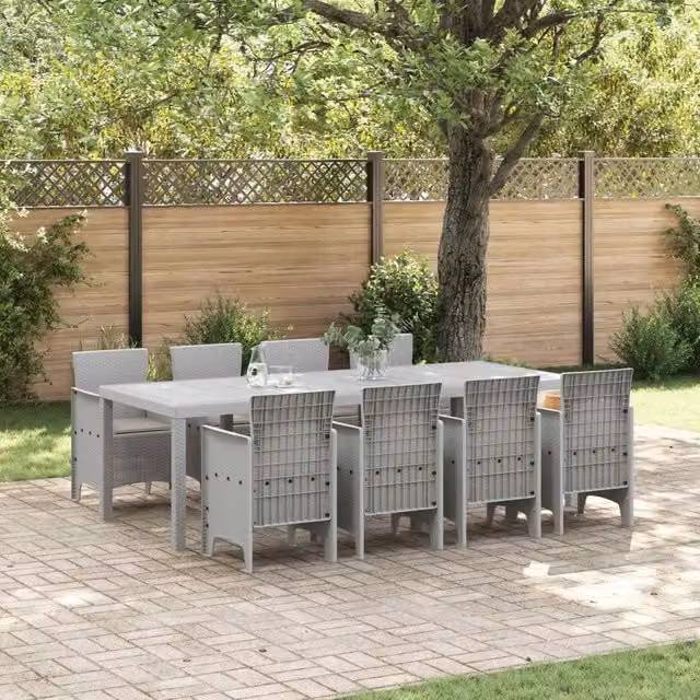 Set da Pranzo per Giardino 9 pz Bianco Polipropilene 3378743