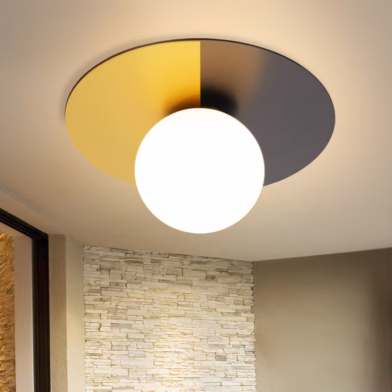 ZMH lampada da soffitto soggiorno corridoio nero oro vintage lampada da corridoio vetro E14 moderna illuminazione da soffitto per camera dei bambini corridoio camera da letto (senza lampadina)