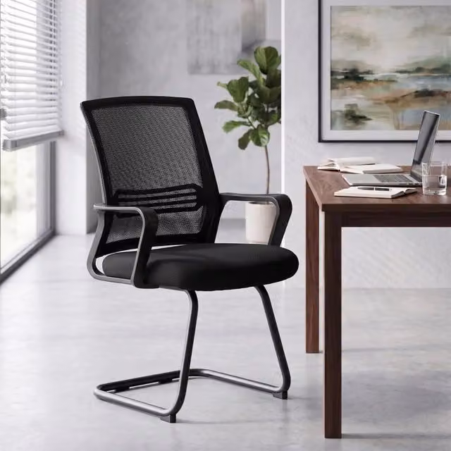 Set da 2 sedie da conferenza ergonomiche REDOM in tessuto e metallo nero L: 58,5 cm, P: 57,5 cm, H: 93 cm – 1