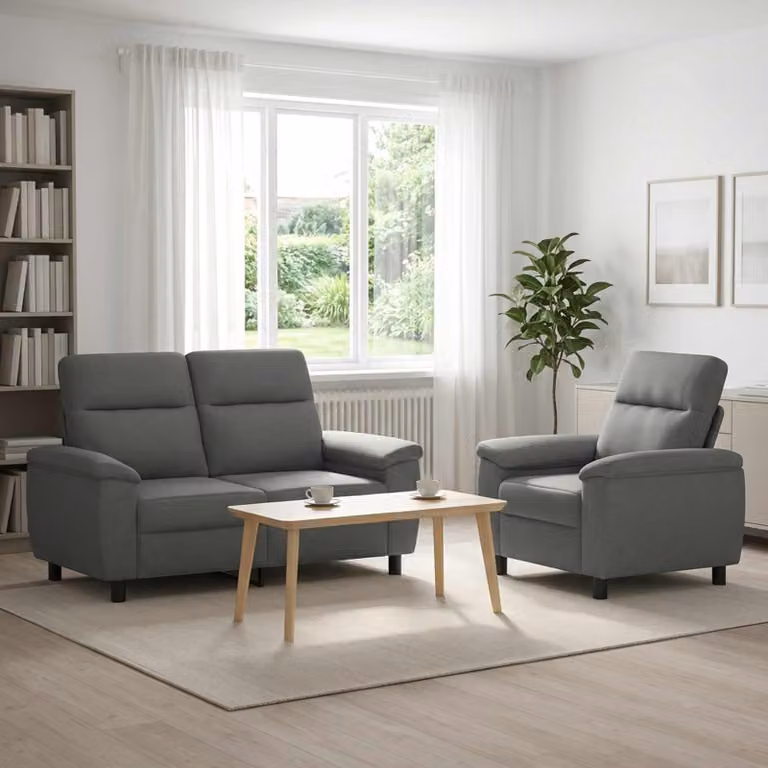 Set di 2 divani moderni vidaXL in tessuto grigio con struttura in metallo per il tuo soggiorno