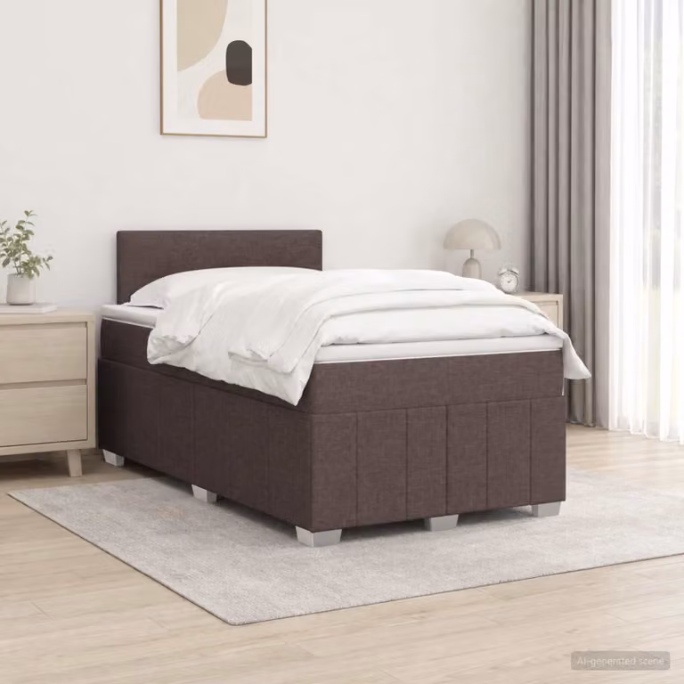 Letto box spring ibrido vidaXL con materasso a molle insacchettate, struttura in legno e tessuto, L/P: 120 x 200 cm