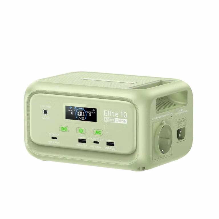 BLUETTI Elite 10 mini-centrale elettrica, portatile, batteria da 128 Wh con presa di corrente da 200 W, UPS, generatore solare a ricarica rapida per campeggio e viaggi -Verde