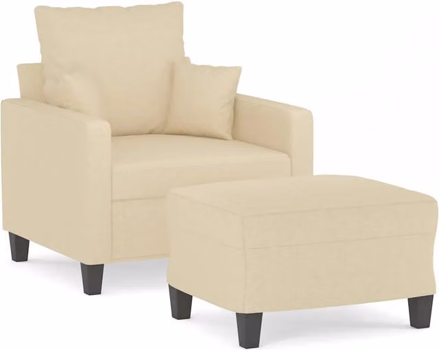 Divano Sedia-Poltrona con Poggiapiedi Crema 60 cm in Tessuto 461196