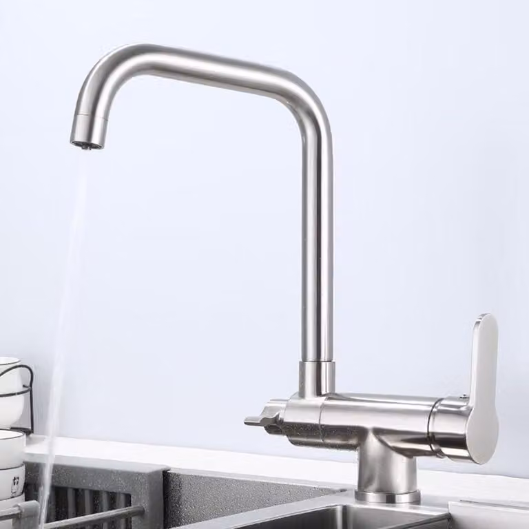 Miscelatore da cucina 3-in-1, pieghevole, girevole a 360°, con 2 maniglie, in ottone
