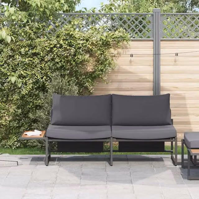 Divano da giardino moderno vidaXL in acciaio antracite con cuscini L: 200,5 cm, P: 70 cm, H: 85,5 cm – 1