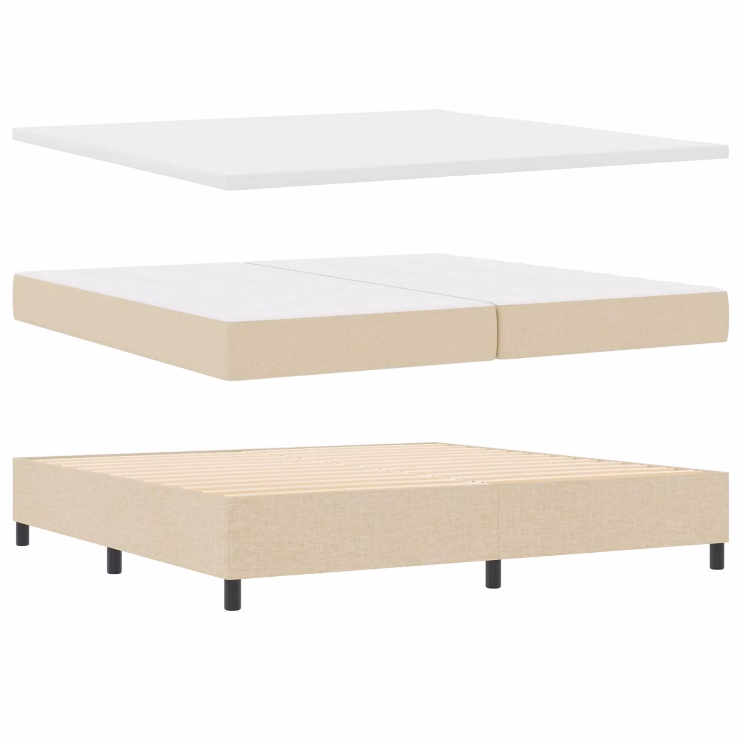 Letto a molle con materasso e illuminazione LED vidaXL, colore beige, L/P/H: 200 x 200 x 203 cm
