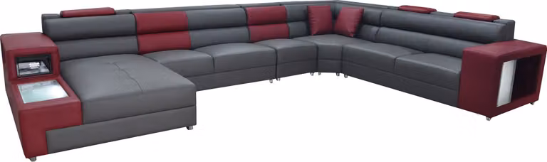 Designer Leder Polster Sitz Ecke Leder Sofa Polster Eck Landschaft Zimmer XXL