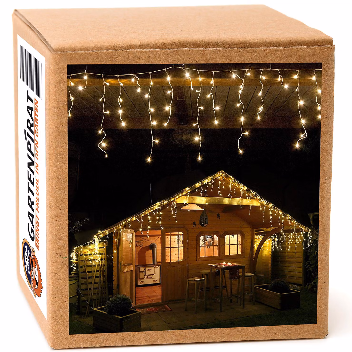 Catena luminosa a LED "Eisregen", lunghezza 4,2 metri, 168 LED bianco caldo, con timer, grado di protezione IP44