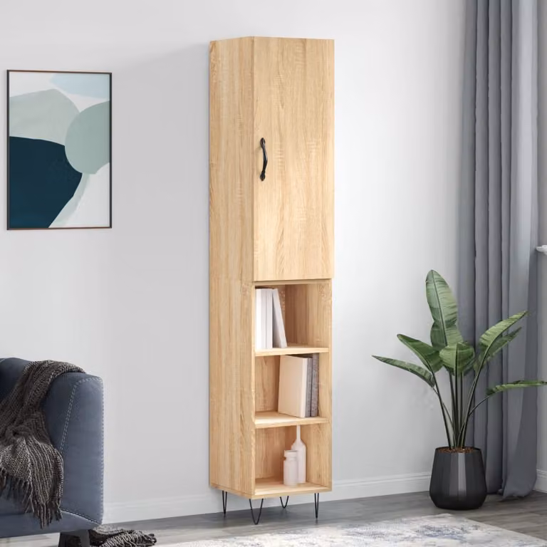 Credenza moderna vidaXL in legno multistrato color rovere sonoma, L/P/H: 180 x 34,5 x 34 cm