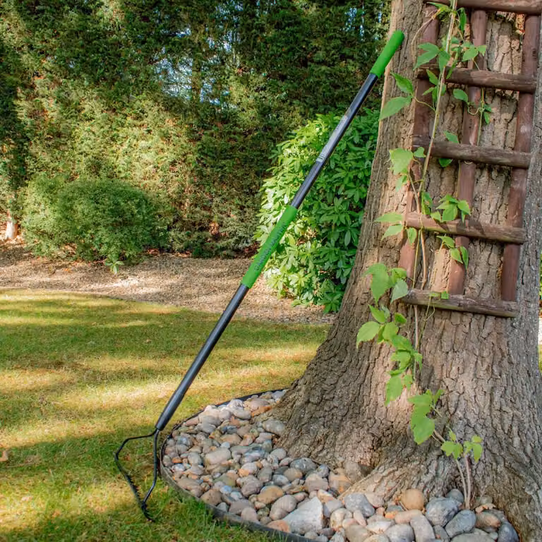 Forcella da giardino, grande, con una testa di 35,5 cm, 14 denti, Acciaio al carbonio, per l'uso in giardino