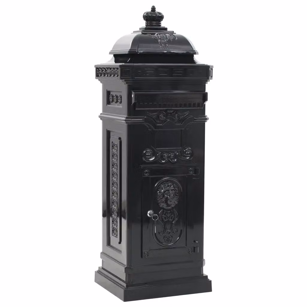 Cassetta delle lettere vidaXL in alluminio nero L: 32,0 cm, H: 35,5 cm, P: 102,5 cm – 2
