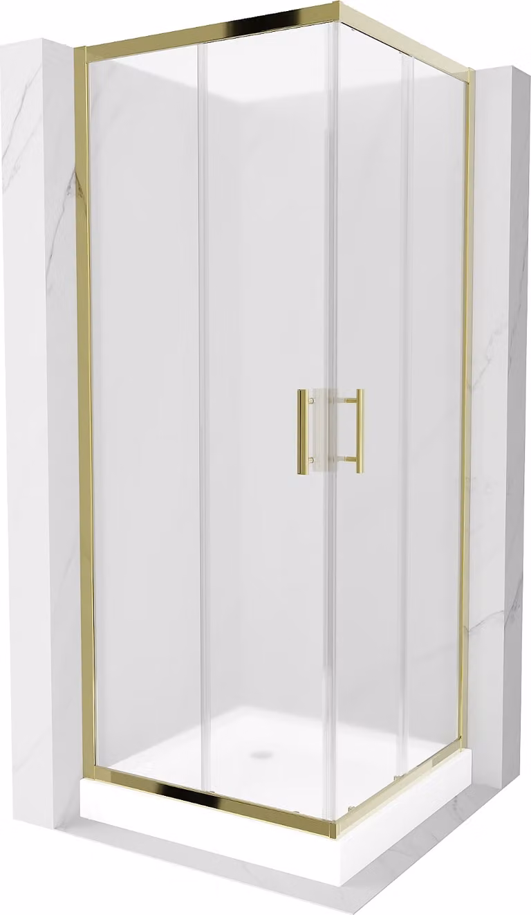 Mexen Rio cabina doccia quadrata 70 x 70 cm, ghiaccio, oro + piatto doccia Rio, bianco - 860-070-070-50-30-4510