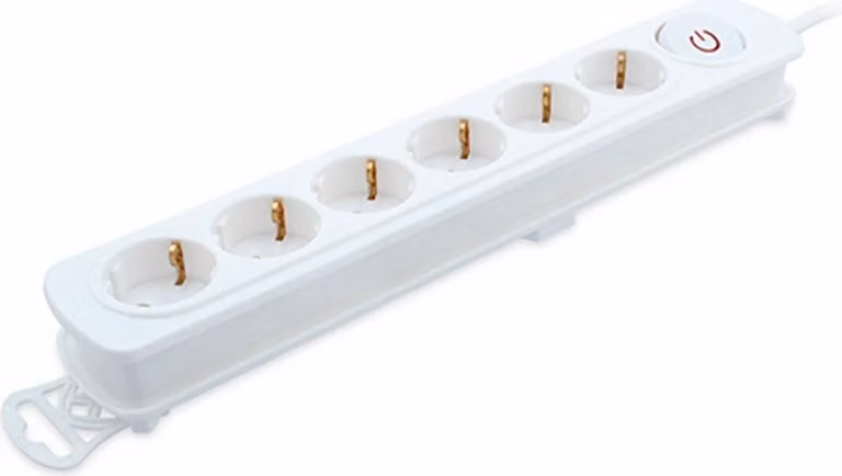 TM Electron TMUAD206WH - Presa multipla a 6 prese con interruttore, colore bianco