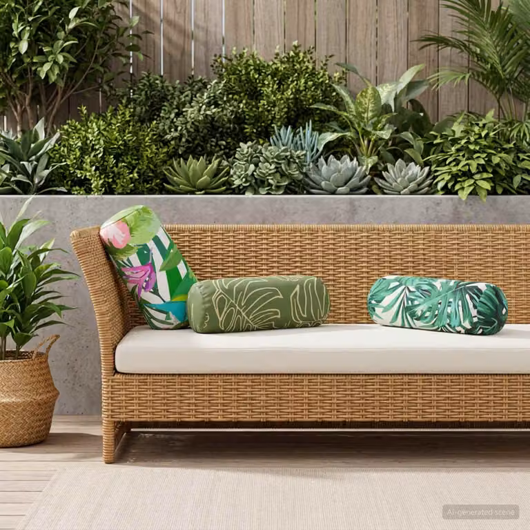 Set di 6 federe vidaXL HEERLEN con design floreale verde in poliestere, forma ovale, 15 x 40 cm