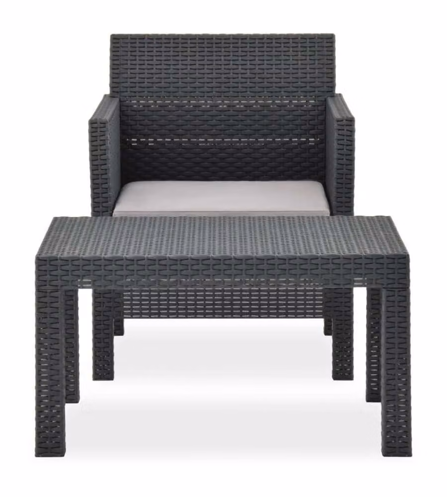 vidaXL Set Divano da Giardino 2 pz con Poltrona e Tavolino in Rattan Antracite – 2
