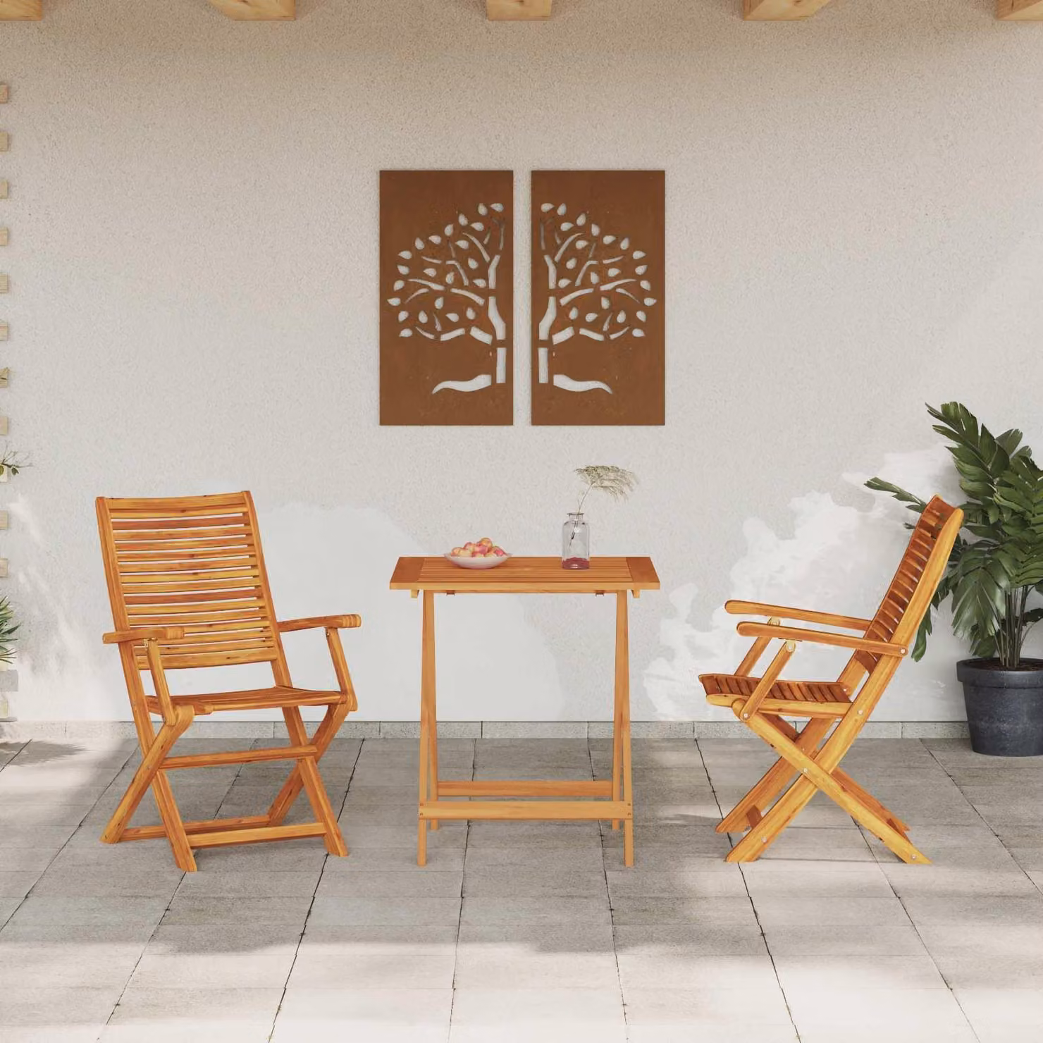 Maison Exclusive - Set da bistrot pieghevole, 3 pezzi, legno massello di acacia, color marrone