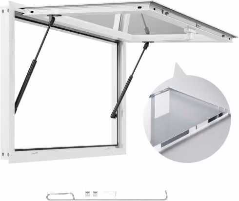 Finestra di servizio VEVOR per camion del cibo con cornice in alluminio bianco, apertura a 85 gradi, L: 91,5 cm, H: 61 cm