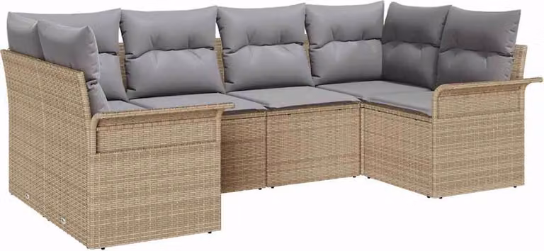 Set Divano da Giardino con cuscino 6 pcs Beige polyrattan