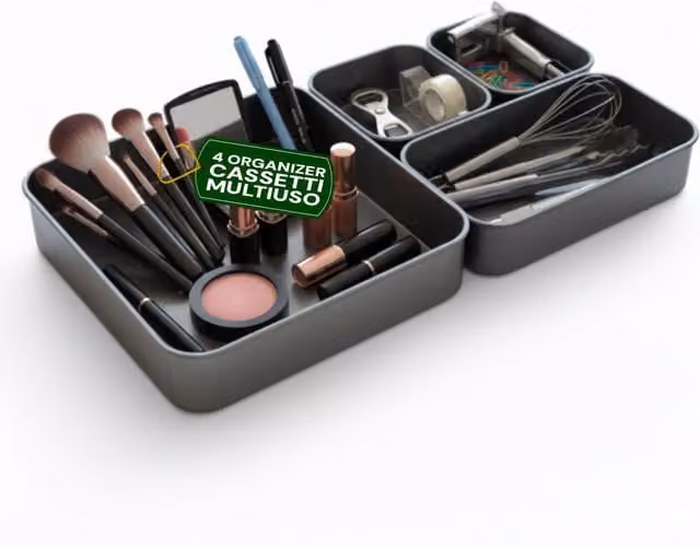 Set di 4 organizer multiuso impilabili Avilia Home in plastica grigia