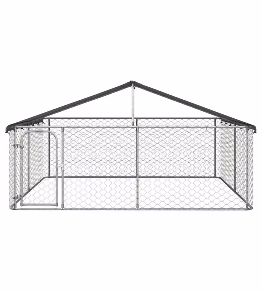 Gabbia per cani da esterno con tetto vidaXL, colore argento, L 300 cm x P 300 cm x H 150 cm – 2
