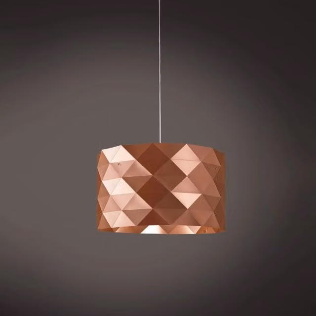 Lampada a sospensione moderna Prisma Linea Zero Polilux in rame e metallo cromo, diametro: 40 cm, attacco E27