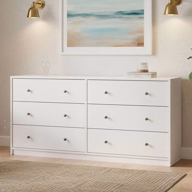 Credenza Rick DMORA, Buffet e Madia da Soggiorno o Cucina, Bianco Opaco, L 143 x P 30 x H 68 cm