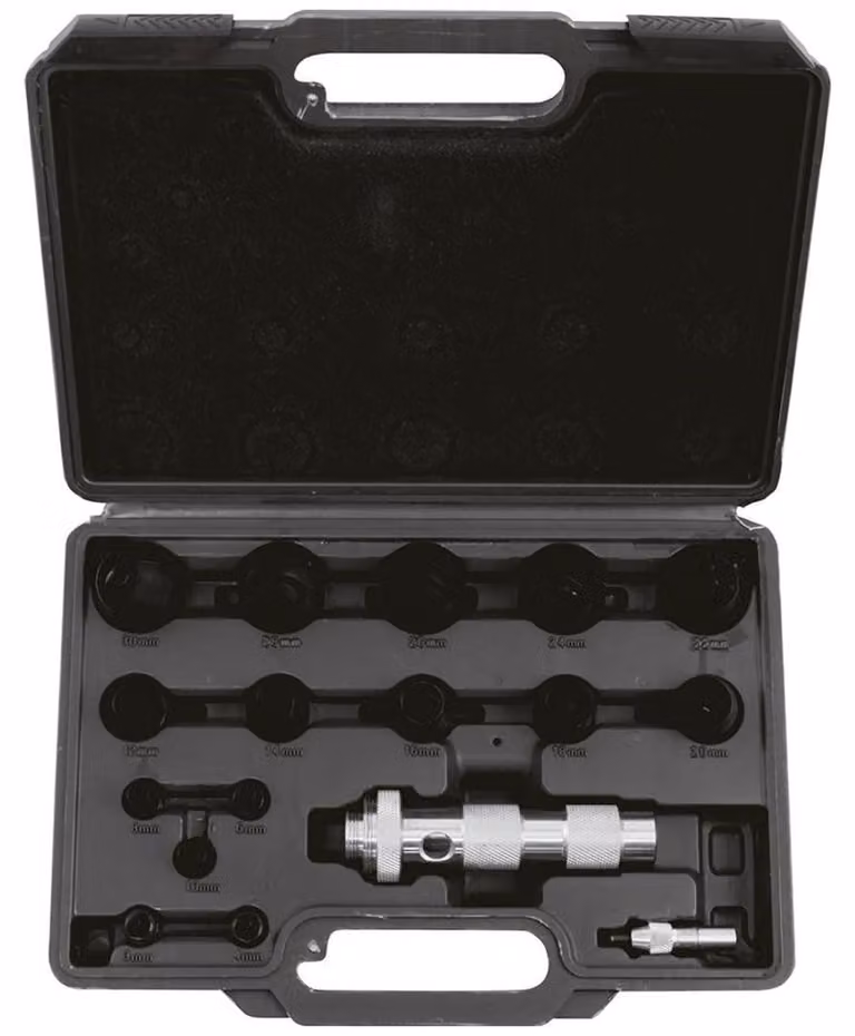 Set di punzoni Fortis, 28 pezzi, da 3 a 50 mm, in valigetta di plastica