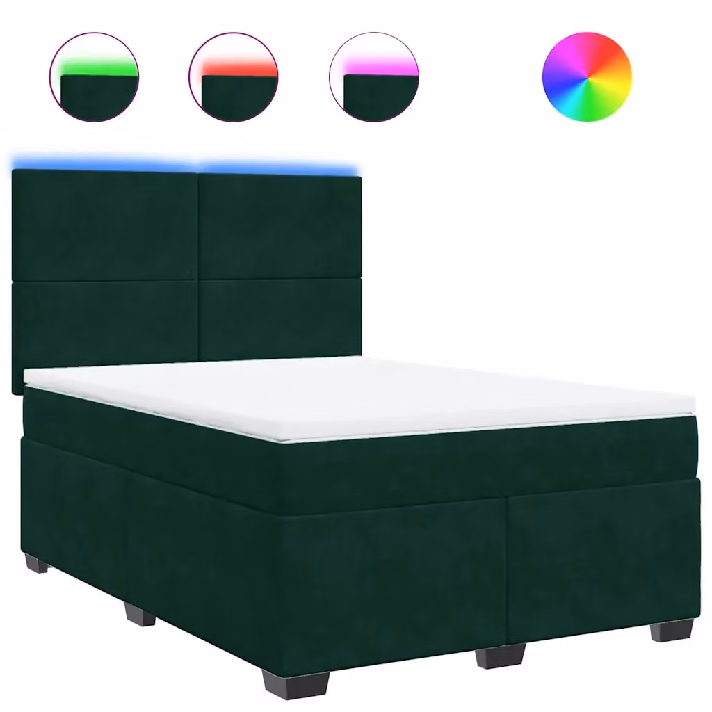 Letto Ibrido con Materasso e Struttura in Velluto Verde e Bianco vidaXL L/P: 160 x 200 cm – 2