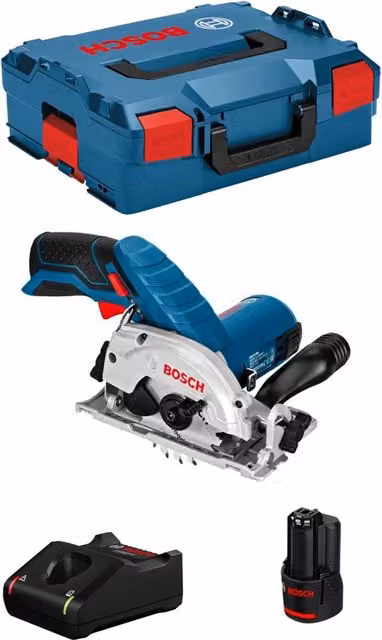 Sega Circolare Bosch GKS 12V-26 con Batteria da 3,0 Ah, Caricatore GAL12V-40 e L-Boxx 136