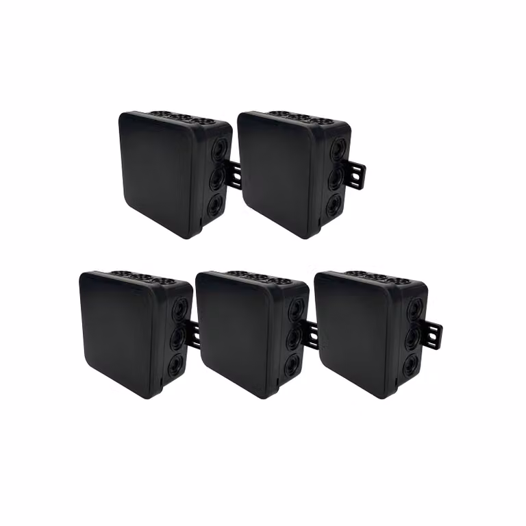 5x Scatola di derivazione a montaggio esterno 75x75x41mm IP54 con 12 ingressi cavi a scatto e aperture per fori neri V5 EDO777912 EDO Technic