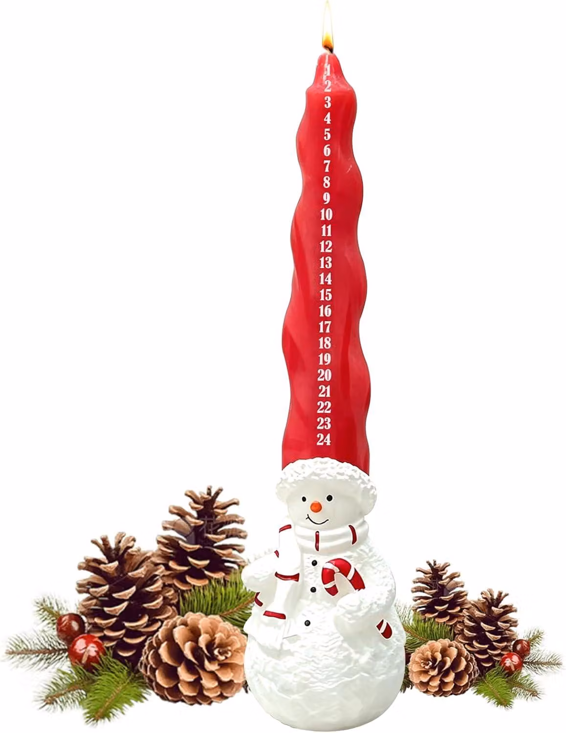Candele a forma di pupazzo di neve per l'avvento, confezione da 24, ideali per il periodo natalizio