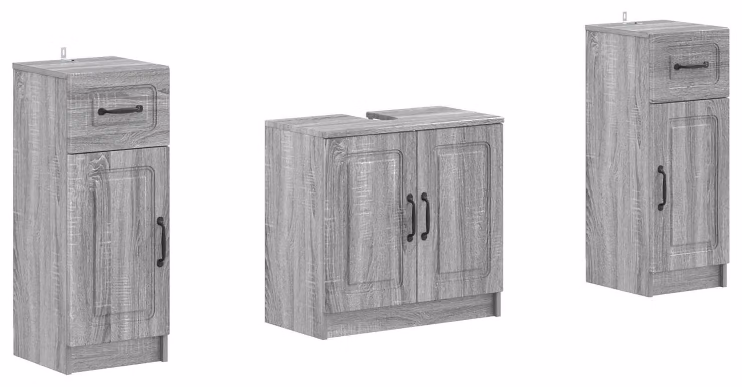 Set di due mobili da bagno UTRECHT, finitura Sonoma grigio