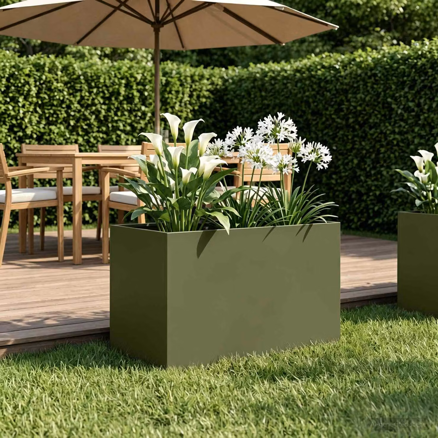 vidaXL Vaso da giardino in metallo Verde, L 60 cm x P 40 cm x H 40 cm