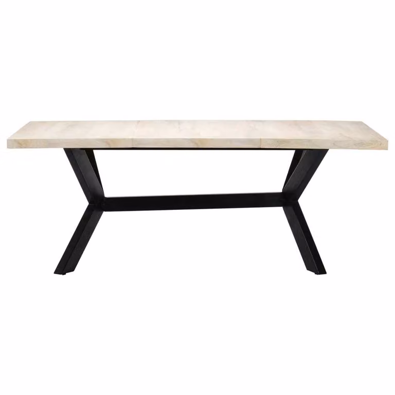 Tavolo da Pranzo Bianco 200x100x75 cm Legno Massello di Mango