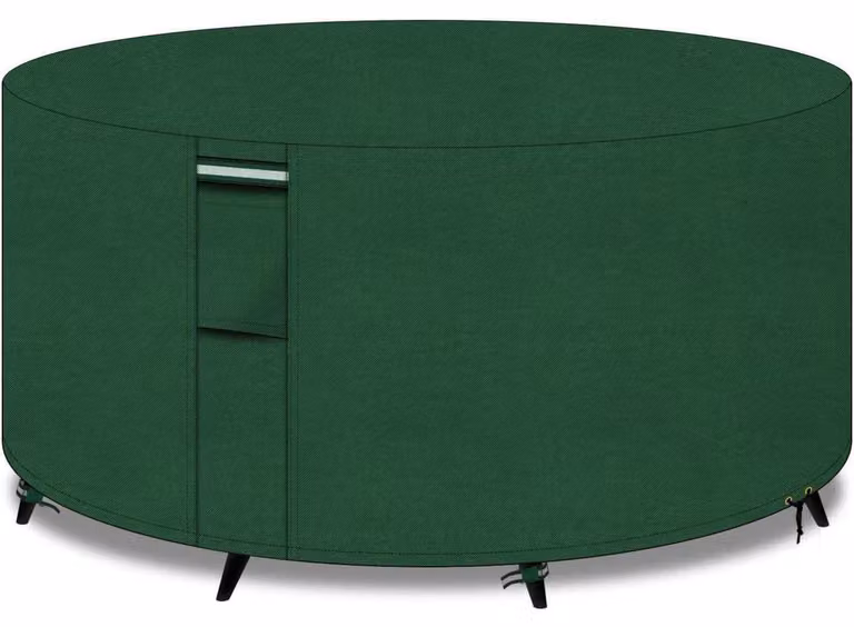 Copertura per tavolo da giardino, forma rotonda, dimensioni 230 x 90 cm, colore verde, tessuto Oxford 600D, impermeabile, resistente al vento, protezione UV