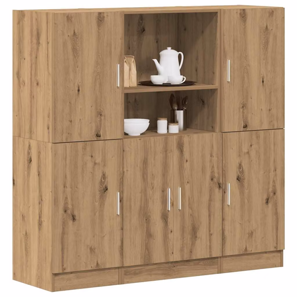 Set di mobili da cucina moderno vidaXL in 3 pezzi color marrone in legno e MDF con ante a battente e ripiani interni