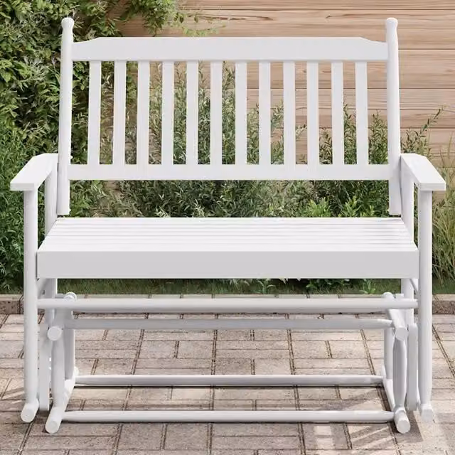 Panca a Dondolo vidaXL in Legno di Pioppo Verniciato Bianca L/P/H: 118 x 70 x 104,5 cm – 1