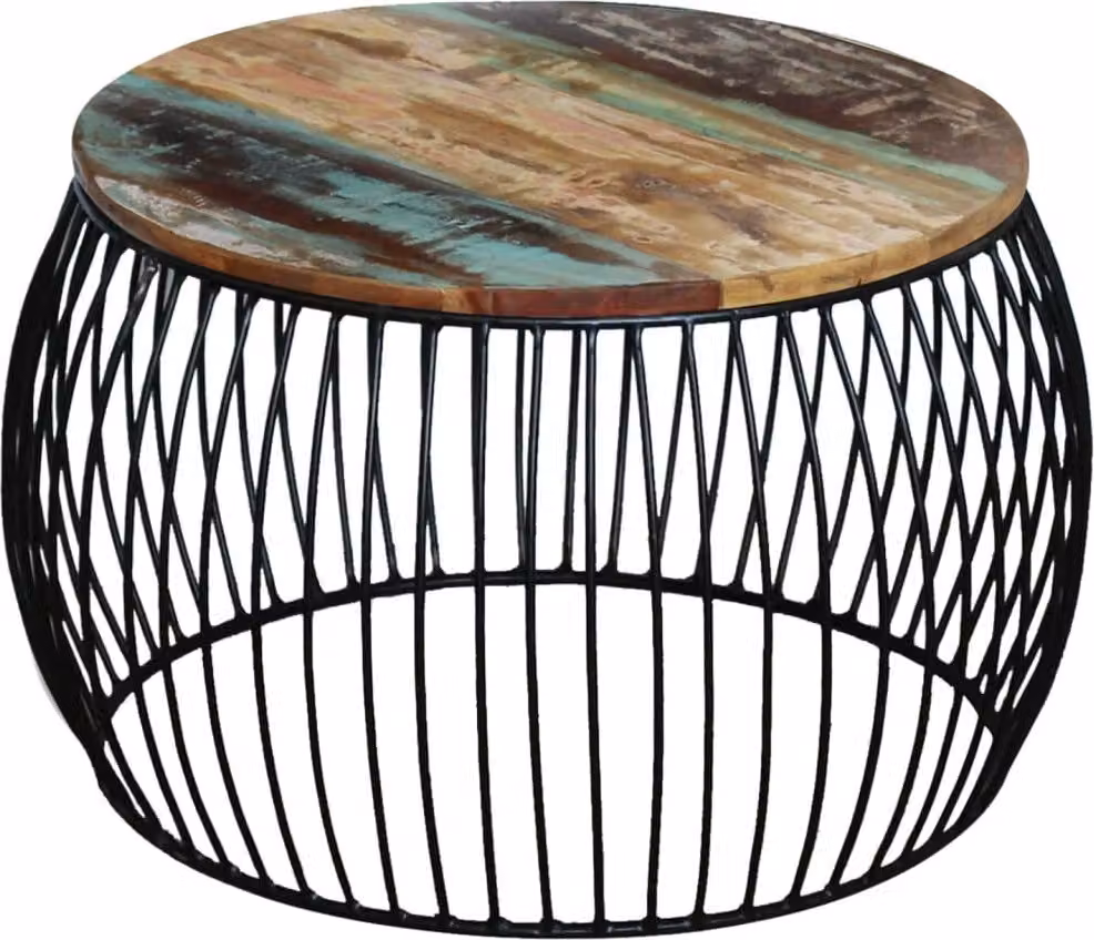 Maison Exclusive - Tavolino rotondo in legno massello di recupero 68x37 cm