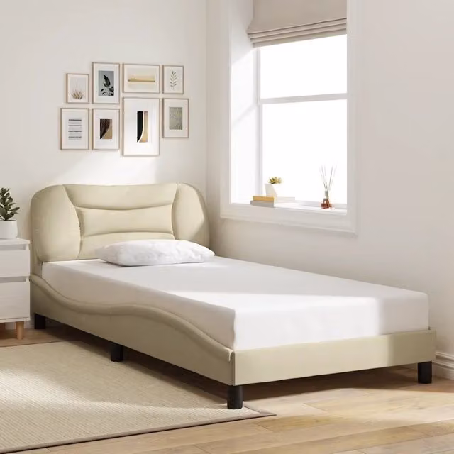 Giroletto senza Materasso-Struttura Letto Hvar Crema 100x200 cm in Tessuto