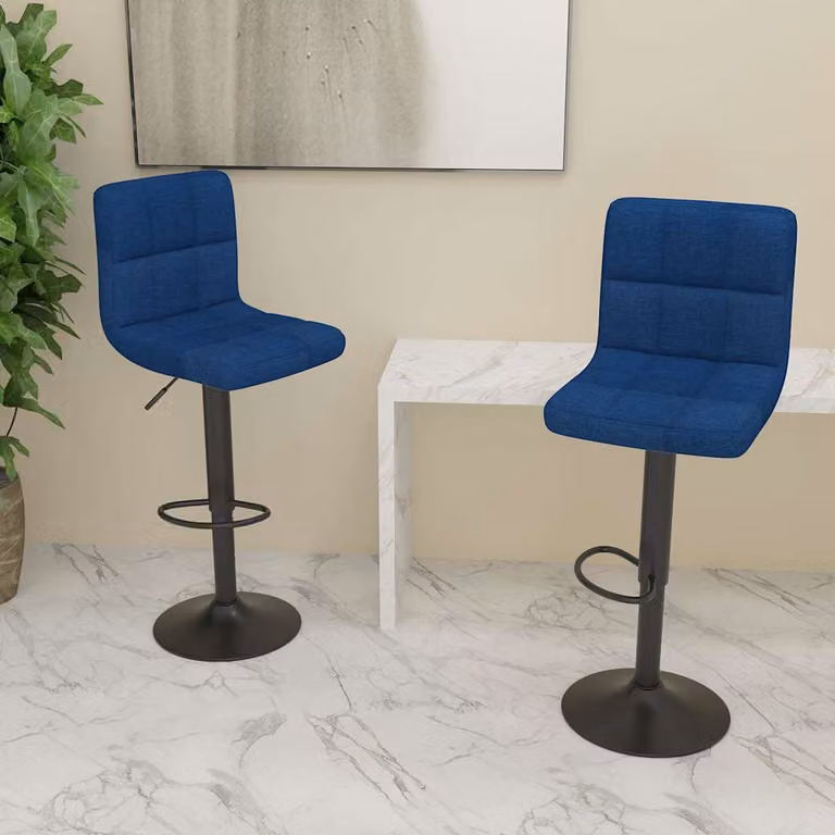 Set di 2 sgabelli da bar vidaXL in tessuto blu con struttura in metallo moderno