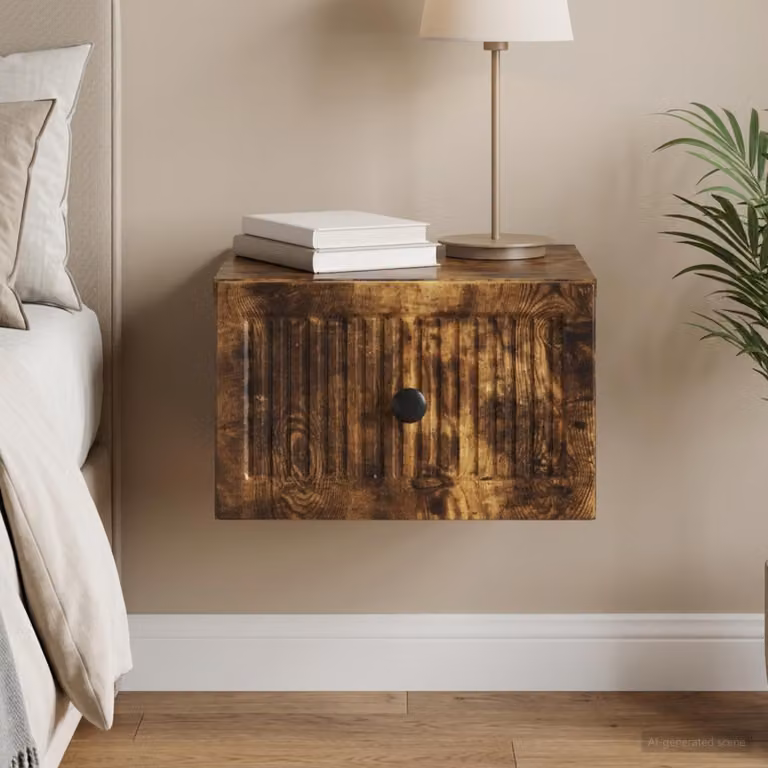vidaXL Mobiletto da notte sospeso Rovere Fumo Marrone L: 33 cm, P: 34,5 cm, H: 20 cm