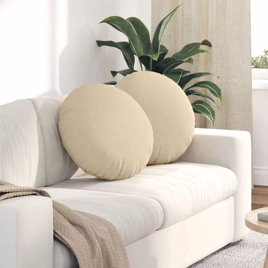 Set di 2 cuscini per seduta rotondi vidaXL in tessuto beige, lavabili in lavatrice, Ø 50 cm x H 19 cm