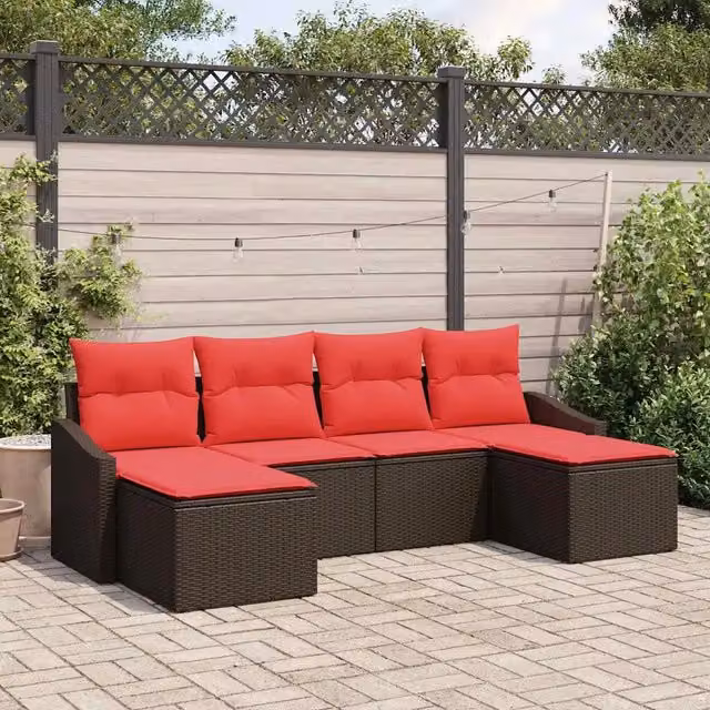 Set di divani 6 pz Marrone polyrattan 3346834