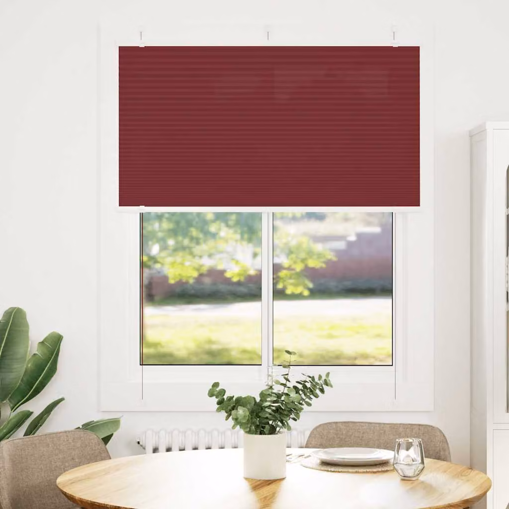 vidaXL Tenda Plissettata Rosso Bordeaux 110x100 cm Larghezza Tessuto