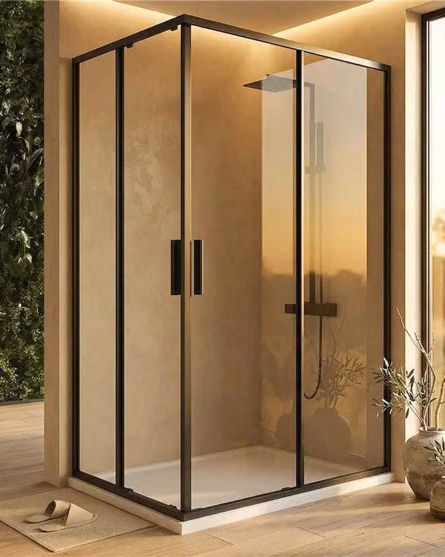 Box doccia 90x120 Rio doppio scorrevole vetro 6 mm trasparente H 195 nero