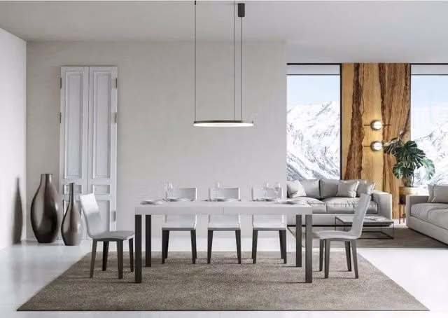 Tavolo allungabile Everyday Premium ITAMOBY con telaio in metallo antracite e piano bianco frassino, L: 200-460 cm, P: 90 cm
