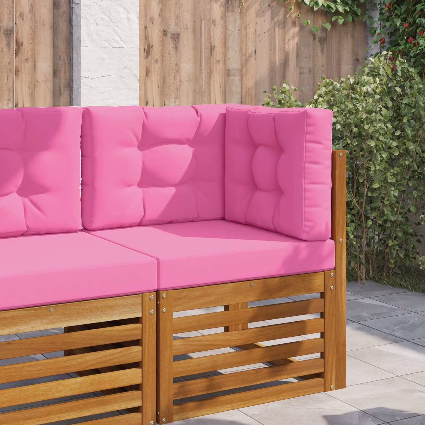 vidaXL Cuscino per divano da esterno rosa in poliestere con fodera rimovibile L 60 cm x P 60 cm x H 60 cm