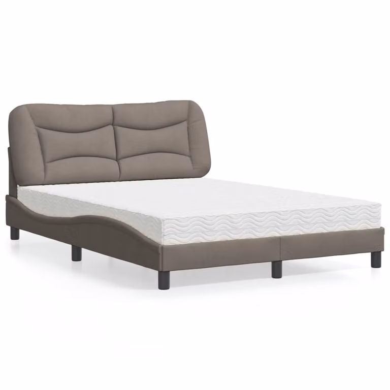 Letto con Materasso Hvar vidaXL in Tessuto Tortora L/P/H: 140 x 200 cm