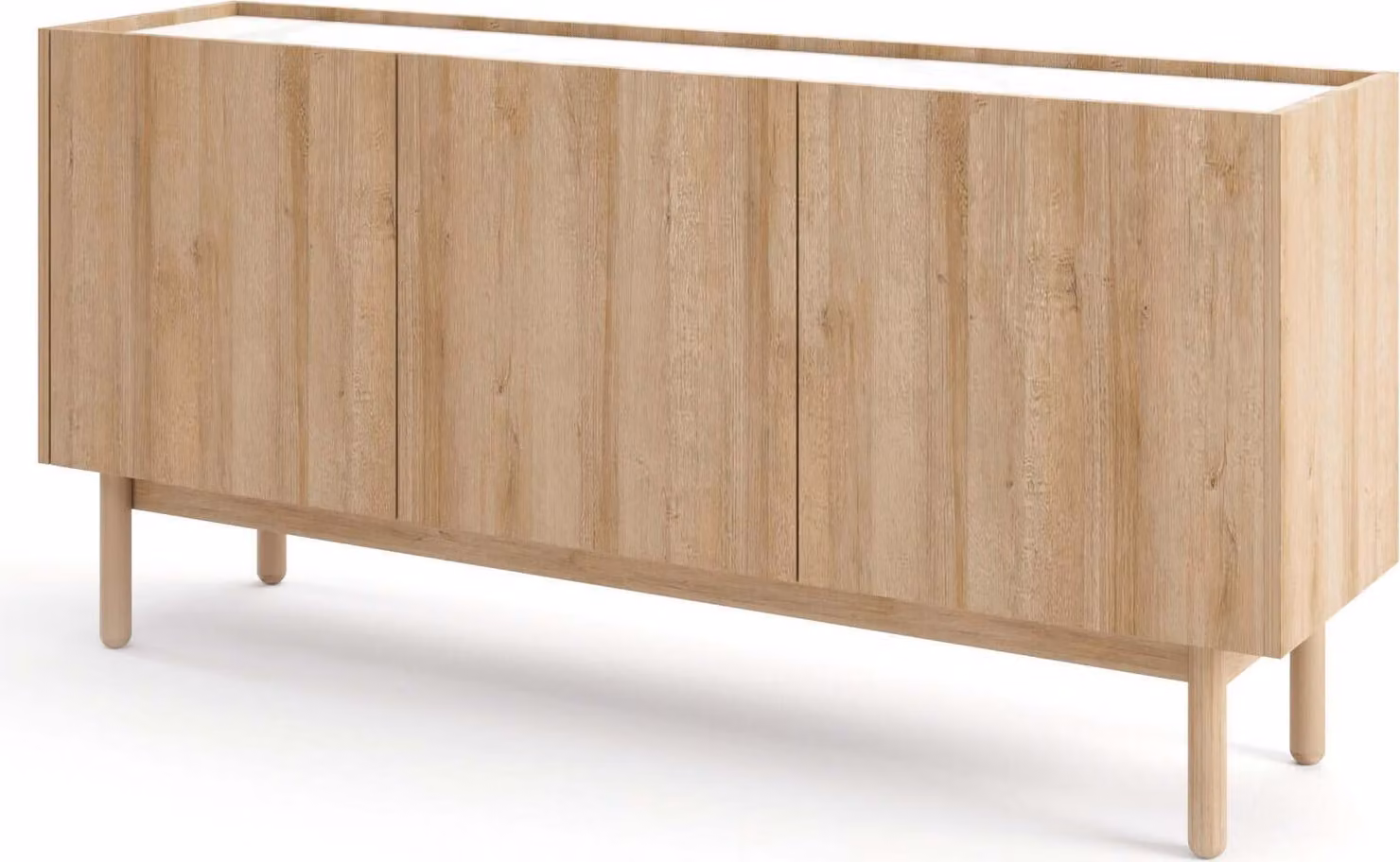 FURNLUX Credenza Boho Beige E Bianco 144cm / Colore principale: Beige / Dimensioni: 144 x 68 x 37 cm