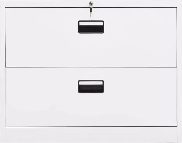 Armadio Classificatore Moderno vidaXL in Metallo Bianco con Serratura L: 90 cm, P: 46 cm, H: 72,5 cm